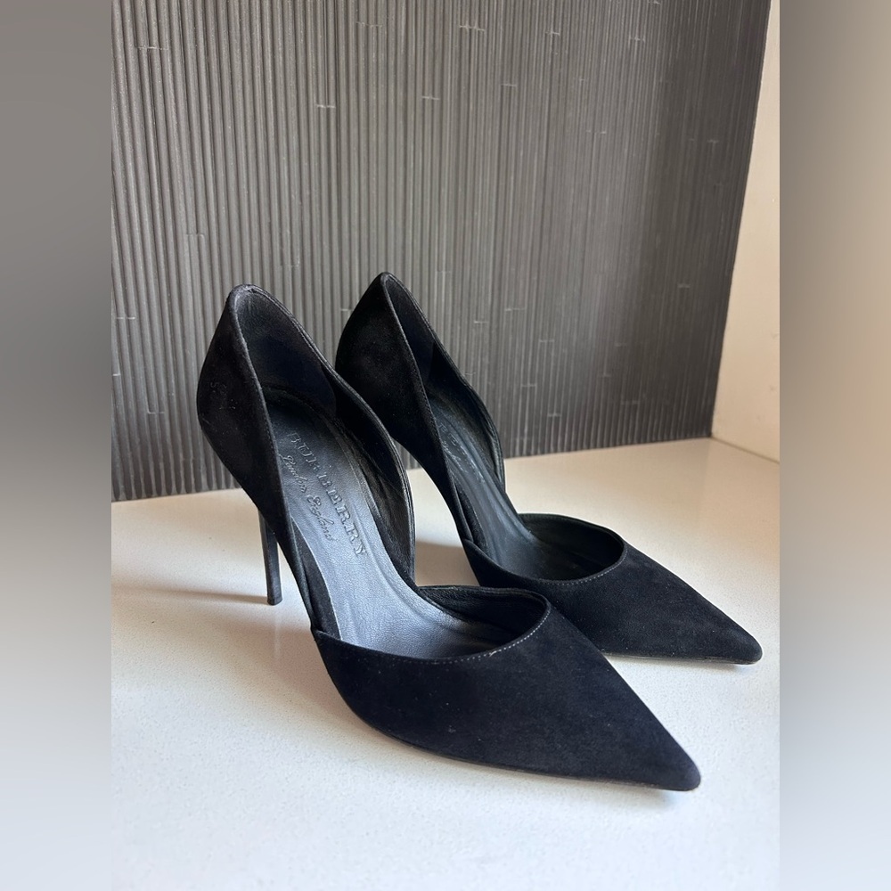 BURBERRY Virna 105 Black Suede Classic Pumps Heels 36